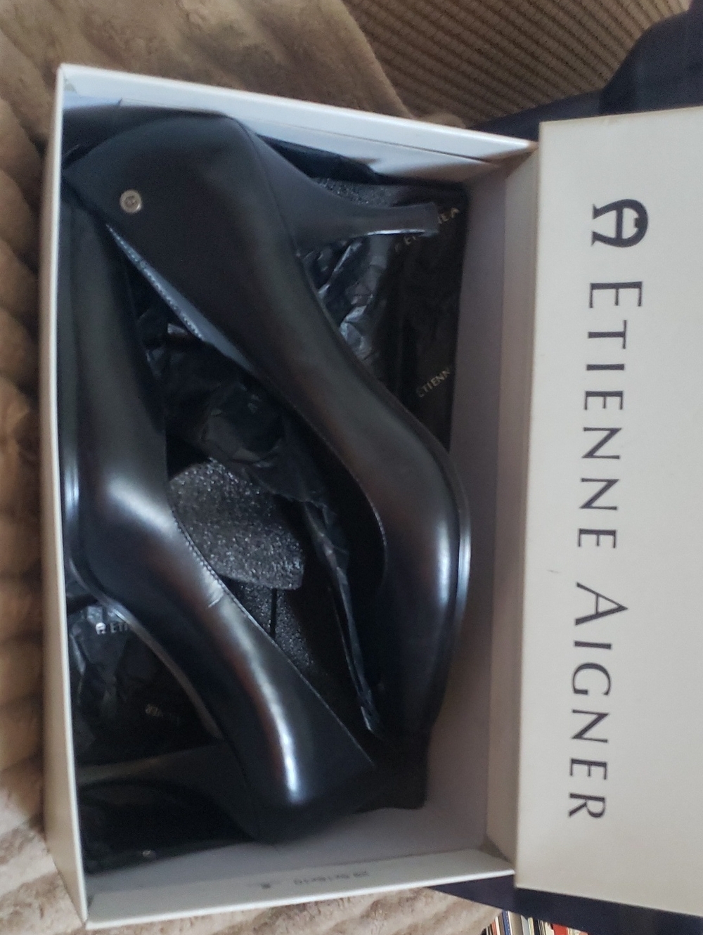 Etienne Aigner Black Leather Pumps Size 10M Brand New